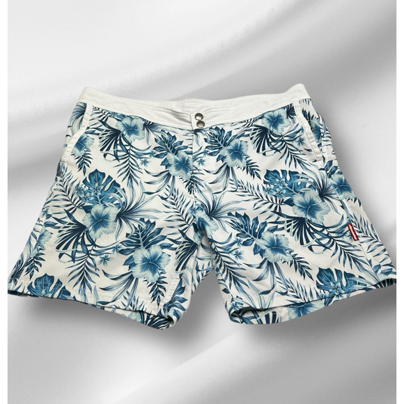 AussieBum Tropical Floral Blue White Board Shorts Swim Trunks Men's Size XL - Picture 1 of 8